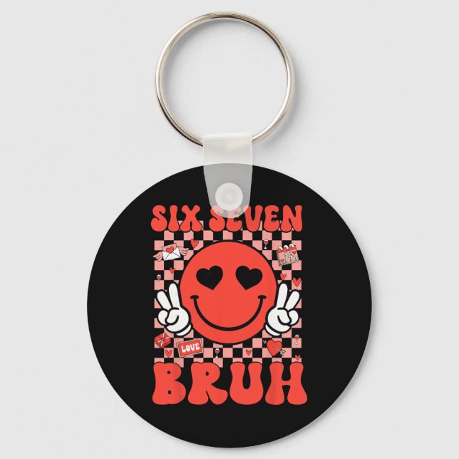 Porte-clés 67 Meme Six Seven 6 7 Bruh Saint-Valentin Cœur Gar (Recto)