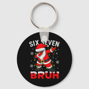 Porte-clés 67 Meme Six Seven Bruh Dabbing Père Noël Drôle de
