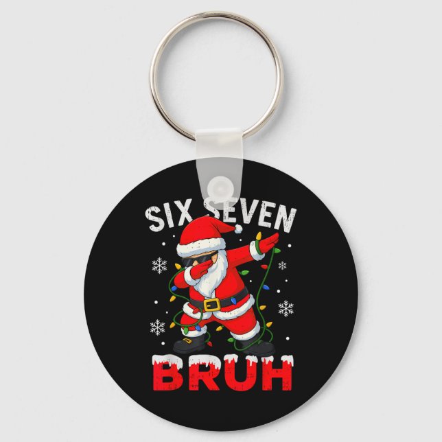 Porte-clés 67 Meme Six Seven Bruh Dabbing Père Noël Drôle de  (Recto)