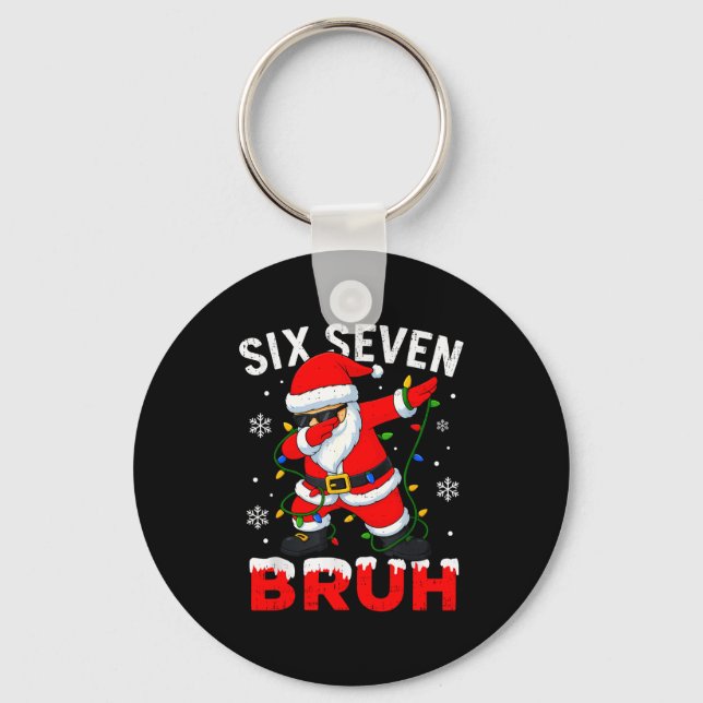 Porte-clés 67 Meme Six Seven Bruh Dabbing Santa Funny Christm (Recto)