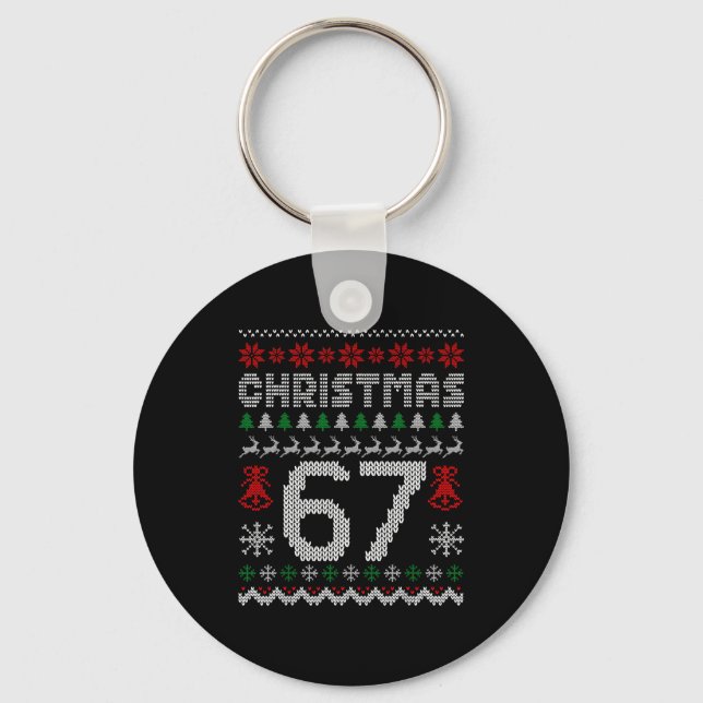 Porte-clés 67 Meme Xmas Gen Alpha Fun Six Seven Ugly Christma (Recto)