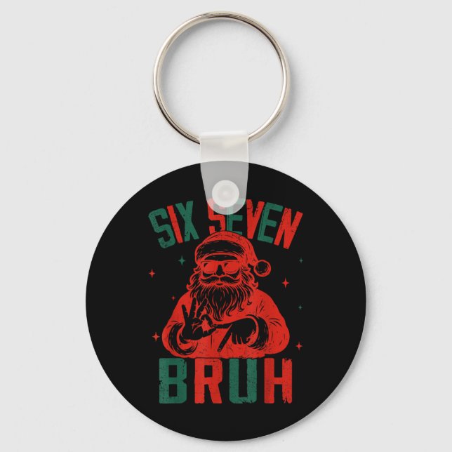 Porte-clés 67 Noël Drôle Six Sept Bruh Mème Brainrot Sa (Recto)