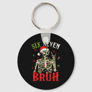Porte-clés 67 Noël Drôle Six Sept Bruh Mème Squelette Père No