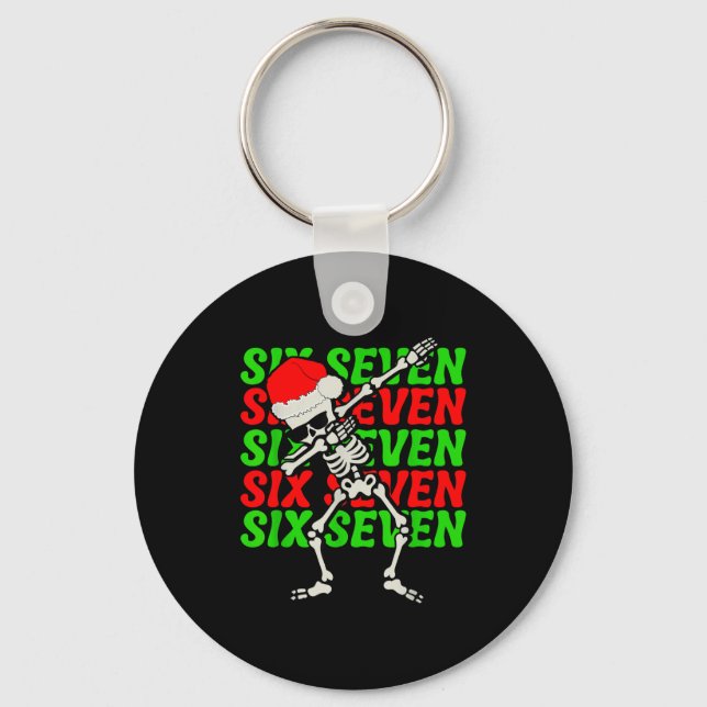Porte-clés 67 Noël Drôle Six Sept Mème Brainrot Dabbing (Recto)