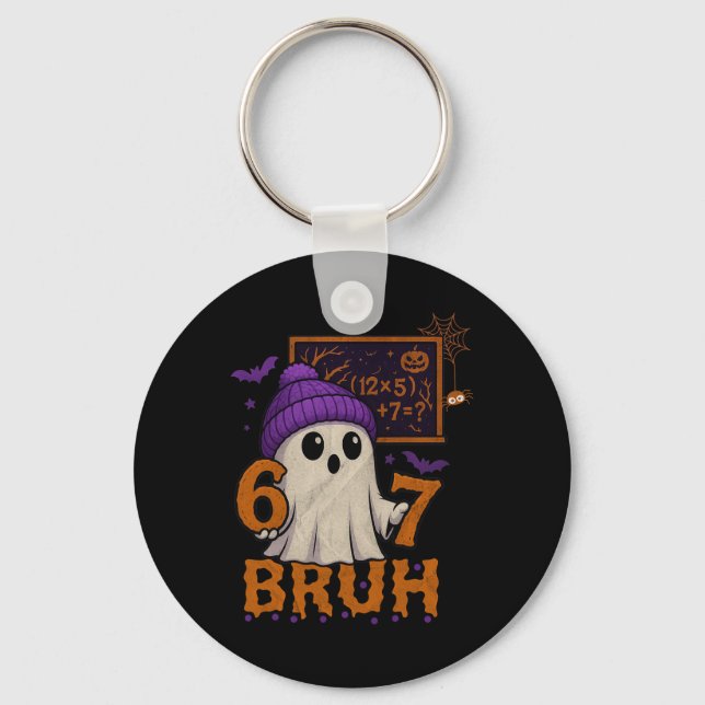 Porte-clés 67 Professeur Halloween Fantôme Six Sept Mème Math (Recto)
