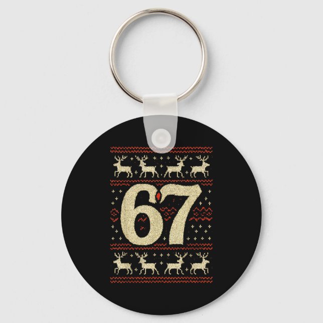 Porte-clés 67 Pull de Noël laid 6 7 Mème Six Sept Maçon (Recto)