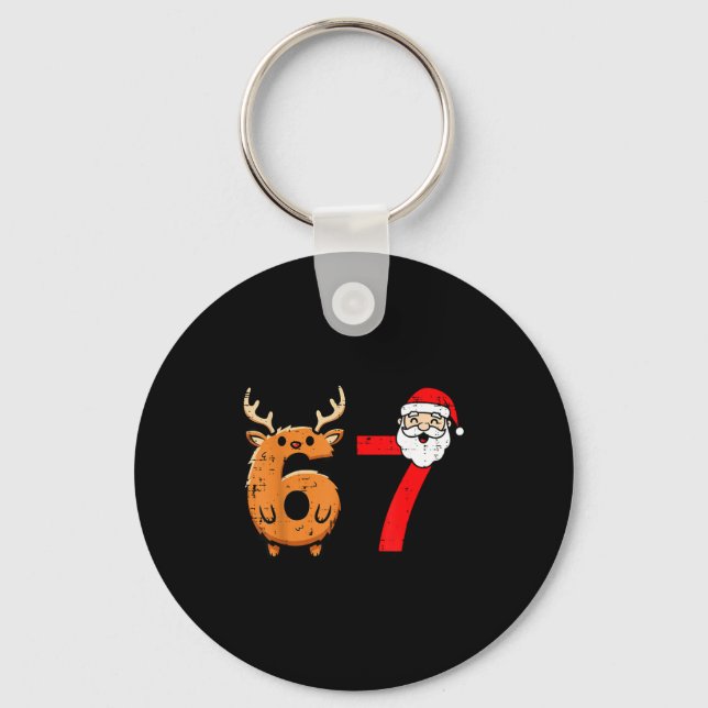 Porte-clés 67 Reindeer Santa Funny 6 7 Meme Christmas Men Wom (Recto)