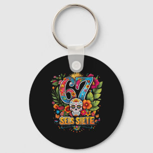 Porte-clés 67 Seis Siete Colorful Mexican Meme Folk Art Desig