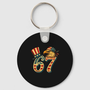 Porte-clés 67 six seven drapeau américain aigle 4 juillet