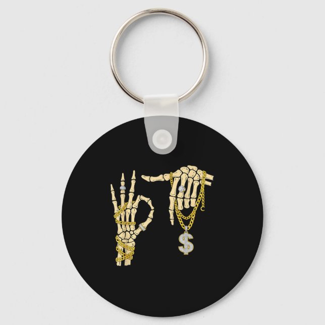 Porte-clés 67 Six Seven Meme Novelty Skeleton Hand Bling Chai (Recto)