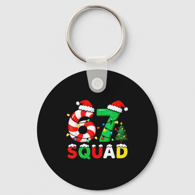 Porte-clés 67 Squad Noël Canne de Bonbon Six Sept Mème Noël  (Recto)
