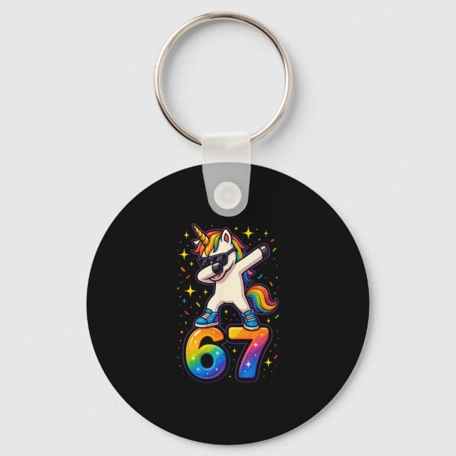 Porte-clés 67 Unicorn Dabbing Six Sept Mème Drôle (Recto)