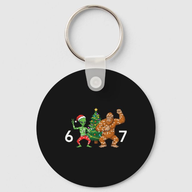 Porte-clés 6 7 Meme Christmas Alien Sasquatch Six Seven Fun  (Recto)