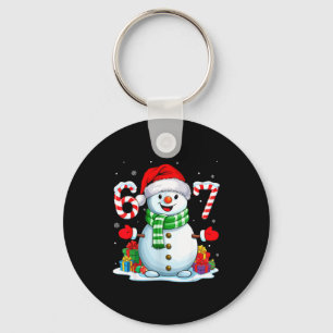 Porte-clés 6 7 Mème de Noël Drôle Bonhomme de neige Six Sept 