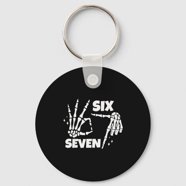 Porte-clés 6 7 Meme Funny Skeleton Hands Halloween Couples Si (Recto)