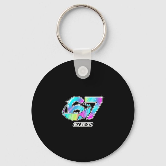 Porte-clés 6 7 Mème Six Sept Sungles Gen Alpha Drôle Design (Recto)