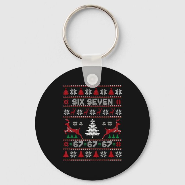 Porte-clés 6 7 Meme Ugly Christmas Sweater 67 Six Seven Funny (Recto)