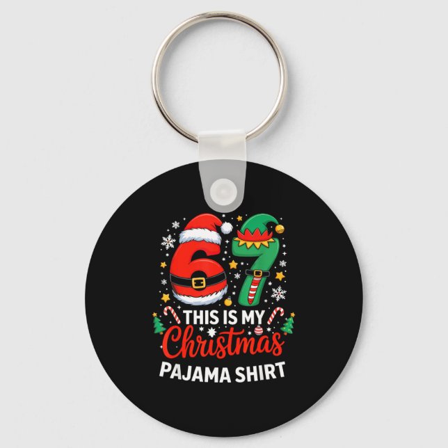 Porte-clés 6 7 Noël Six Sept Mème Mon Pyjama de Noël S (Recto)