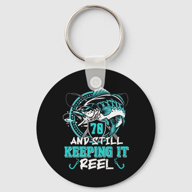 Porte-clés 70th Birthday Fishing Funny 70 Still Keeping It Re (Recto)
