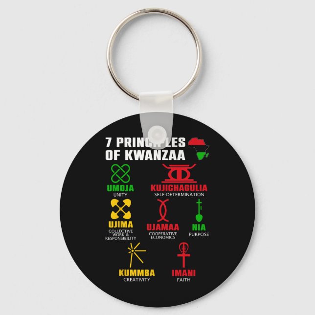 Porte-clés 7 Principes De La Célébration De Kwanzaa Pan Afric (Recto)