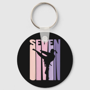 Porte-clés 7e anniversaire Cadeau Karate Retro Taekwondo Mart