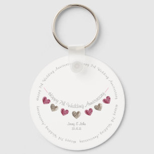 Porte-clés 7e anniversaire mariage de l'éclosion du coeur de