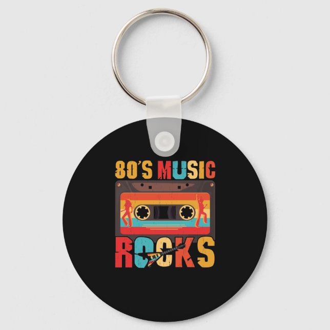 Porte-clés 80s Music Rocks - Vintage Retro Distressed (Recto)