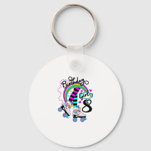 Porte-clés 8ème Unicorn Roller Skate Anniversaire Party pour