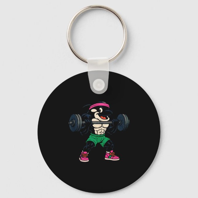Porte-clés 90s Style Cartoon Orca Whale Lifting Weights Tank  (Recto)