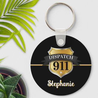 Porte-clés 911 Dispatch Gold Badge personnalisé