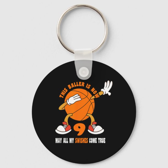 Porte-clés 9 ans Joyeux 9e anniversaire Basketball 9e anniver (Recto)