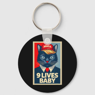 Porte-clés 9 Vies par le mignon Trump Cat Drôle Trump 2024 Pr