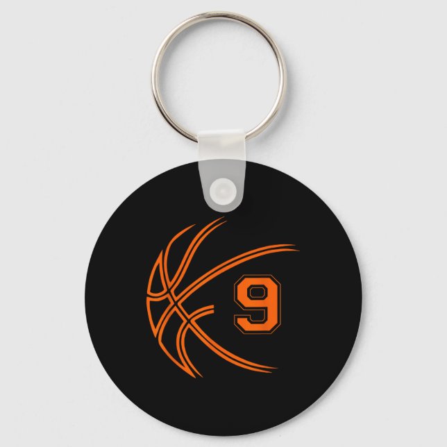 Porte-clés 9e anniversaire Basketball Nine 9 ans Garçons Enfa (Recto)