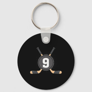 Porte-clés 9e anniversaire Hockey sur glace 9 ans Anniversair