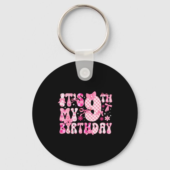 Porte-clés 9e Anniversaire Thème Coquette Fille de Neuf Ans C (Recto)