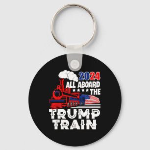 Porte-clés À bord du Trump Train 2024 Drapeau américain Trump