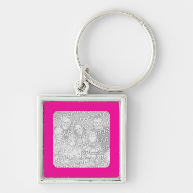 Porte-clés à cadre rose vif (Devant)