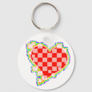 Porte-clés à damiers coeur.