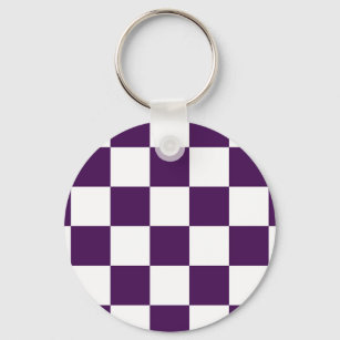 Porte-clés à damiers violet et blanc