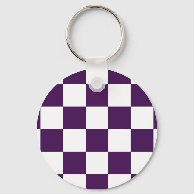Porte-clés à damiers violet et blanc (Recto)