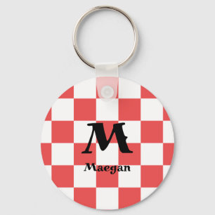 Porte-clés à fond à motif à carreaux rouges