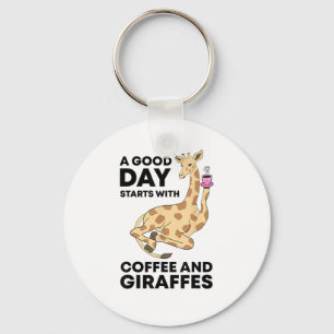 Porte-clés A Good Day Starts With Coffee & Giraffe Gift Funny