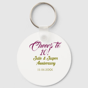Porte-clés À la 10e anniversaire de mariage mauve or