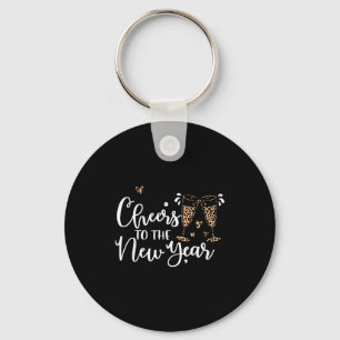 Porte-clés À la nouvelle année 2026 Champagne Léopard Happ