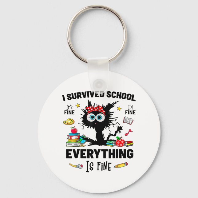 Porte-clés À l'école Joyeux premier jour de l'école C'est bie (Recto)