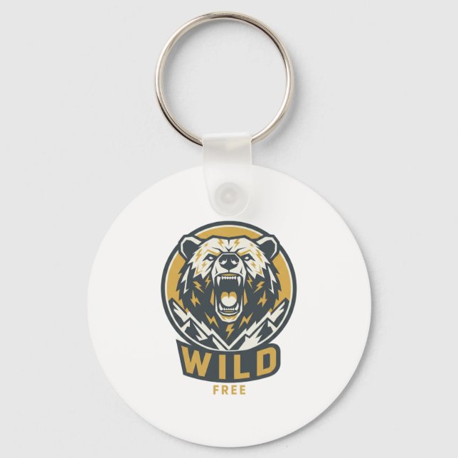 Porte-clés à l'emblème de l'ours WILD & FREE  (Recto)
