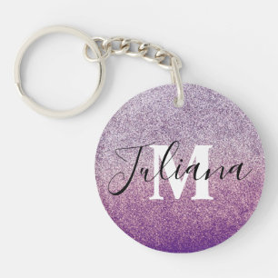 Porte-clés à monogramme bicolore Faux Glitter