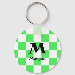 Porte-clés à motif à carreaux verts
