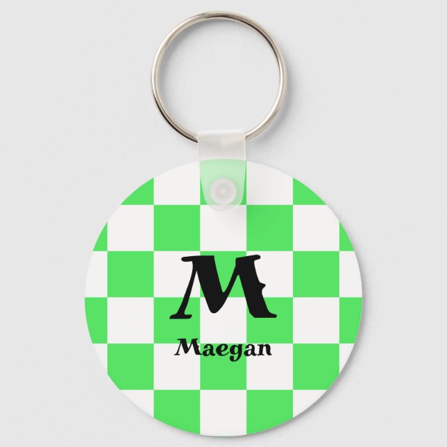 Porte-clés à motif à carreaux verts (Recto)