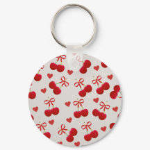 Porte-clés à motif de cerise et de cœur mignon
